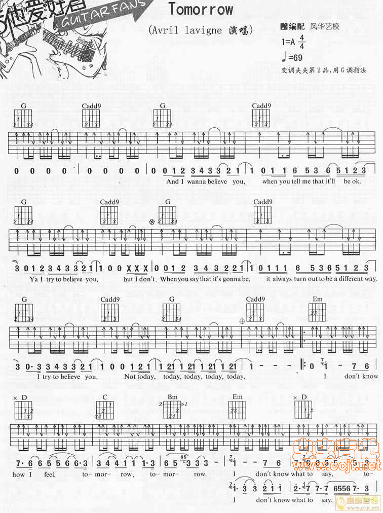 Tomorrow by Avril Lavigne Guitar Tabs Chords Notes Sheet Music Free