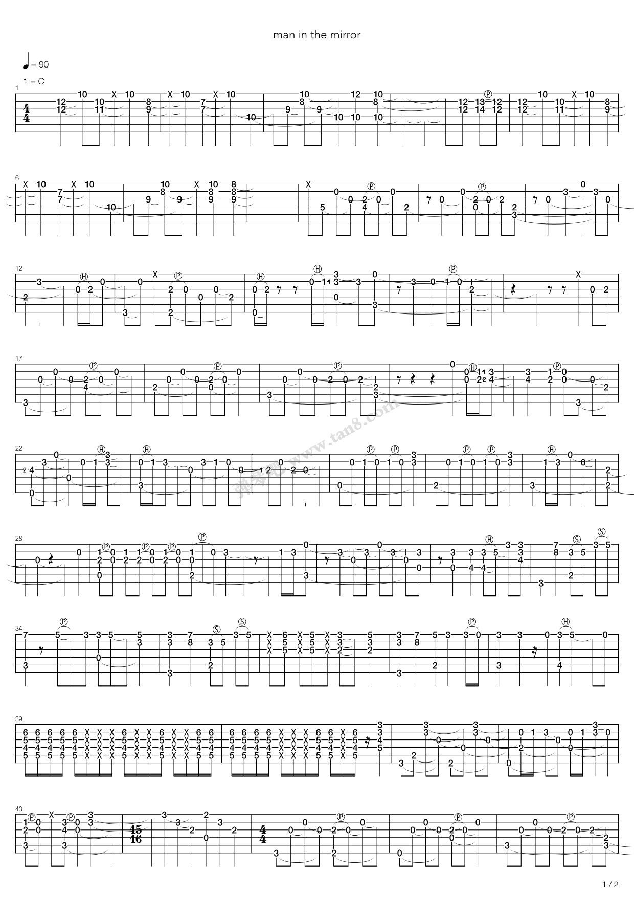 Man In The Mirror By Michael Jackson Guitar Tabs Chords Sheet Music Free Learnguitarsonline Com