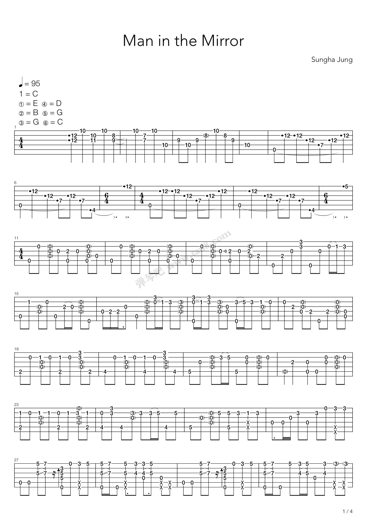 Man In The Mirror By Sungha Jung Guitar Tabs Chords Sheet Music Free Learnguitarsonline Com